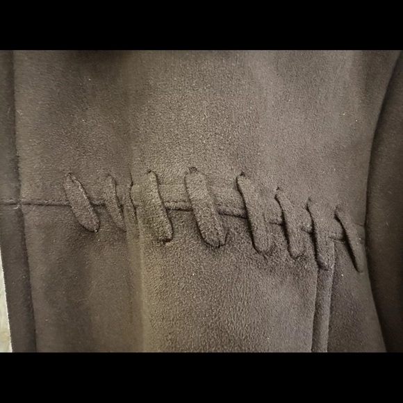 Liz Claiborne Coat Women’s Size Medium Brown Suede Faux Fur Lined - Picture 6 of 7